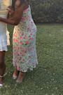 Oshia Sage Multi Floral Ruffled Midi Dress