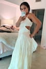 Maisha Ivory and Beige Embroidered Drop Waist Maxi Dress