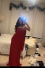 Lael Dark Red Pleated Strapless Dress and Scarf Set