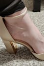 Laura Champagne Satin Ankle Strap Heels