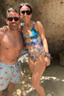 Bolonia Blue Multi Paisley Cutout One-Piece Swimsuit