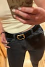 Exceptional Finish Brown and Black Two-Piece Belt Set