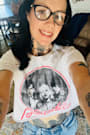 Blondie White Distressed Cropped Graphic Tee