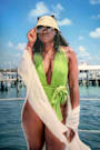 Peros Bright Green Plunging One-Piece Swimsuit