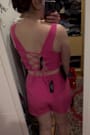 Exceptionally Styled Hot Pink Lace-Up Two-Piece Skort Romper