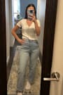 Ribcage Light Blue Denim Straight Ankle Jeans