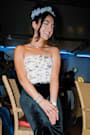 Dazzling Sense Beige and Gold Sequin Fringe Strapless Crop Top