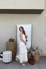 Lauretta Ivory Plisse Tiered Midi Dress