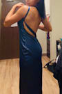 Yvonne Navy Satin One-Shoulder Midi Dress