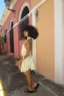 Cass Light Yellow Striped Satin Drop Waist Mini Dress