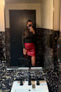 Corte Red Vegan Leather Mini Skirt