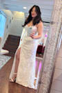 Ethereal Elegance White Embroidered Lace-Up Maxi Dress