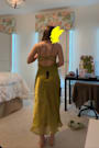 Alaia Chartreuse Satin Backless Midi Dress