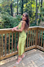 Beyond Classy Chartreuse Satin Halter Midi Dress