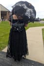 Notable Elegance Black Mesh Floral Applique Bustier Midi Dress