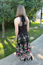 Blossoming Energy Black Floral Embroidered Halter Midi Dress