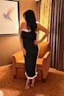 Impressive Edge Black Color Block Strapless Midi Dress