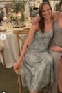 Loveliest Looks Dusty Blue Floral Jacquard Tie-Strap Midi Dress