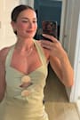 Wyona Light Sage Green Seashell Cutout Halter Top