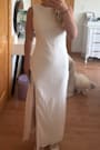 Yaneli White Boat Neck Cowl Back Maxi Dress