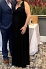 Radiant Charisma Black Chiffon Ruched Tie-Strap Maxi Dress