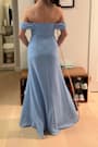 Magical Magnetism Light Blue Off-the-Shoulder Maxi Dress