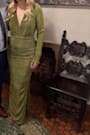 Seren Olive Green Plisse Surplice Maxi Dress