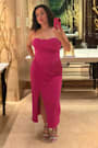 Always Turning Heads Magenta Bustier Tulip Midi Dress