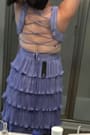 Beauty Icon Lavender Satin Pleated Tiered Lace-Up Maxi Dress