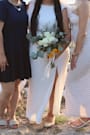 Yaneli White Boat Neck Cowl Back Maxi Dress