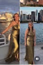 Knoxley Shiny Gold Lurex Cross-Front Halter Maxi Dress