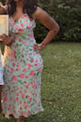 Oshia Sage Multi Floral Ruffled Midi Dress