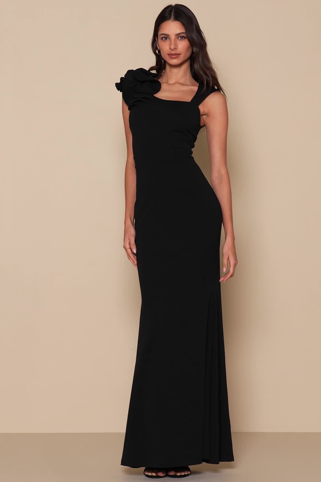 Lovely Black Dress - Mermaid Maxi Dress - Ruffled Mermaid
