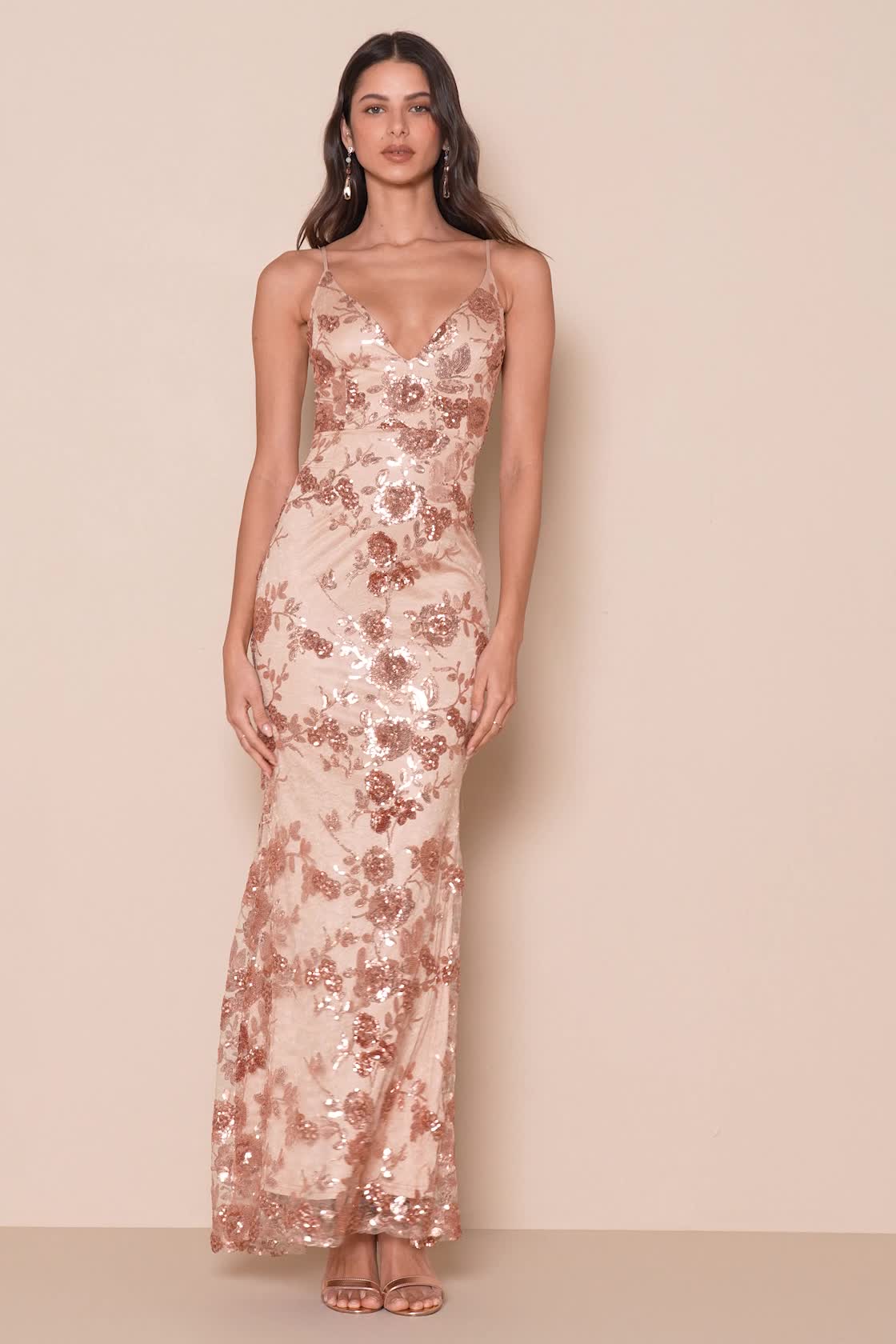 Pretty Rose Gold Maxi Dress - Sequin Maxi Dress - Mermaid