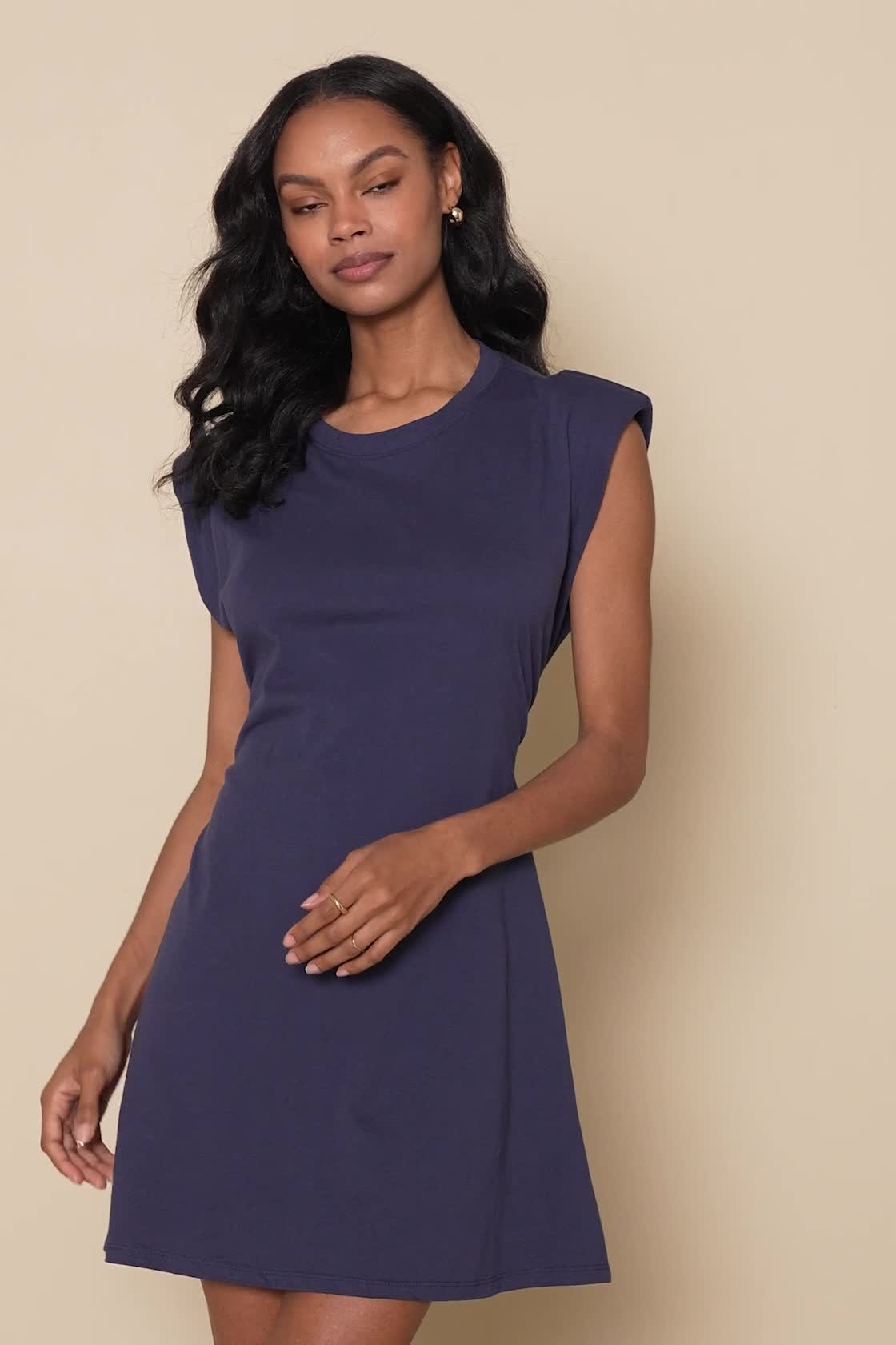 100% Cotton Navy Blue Mini Dress - T-Shirt Dress - Lulus
