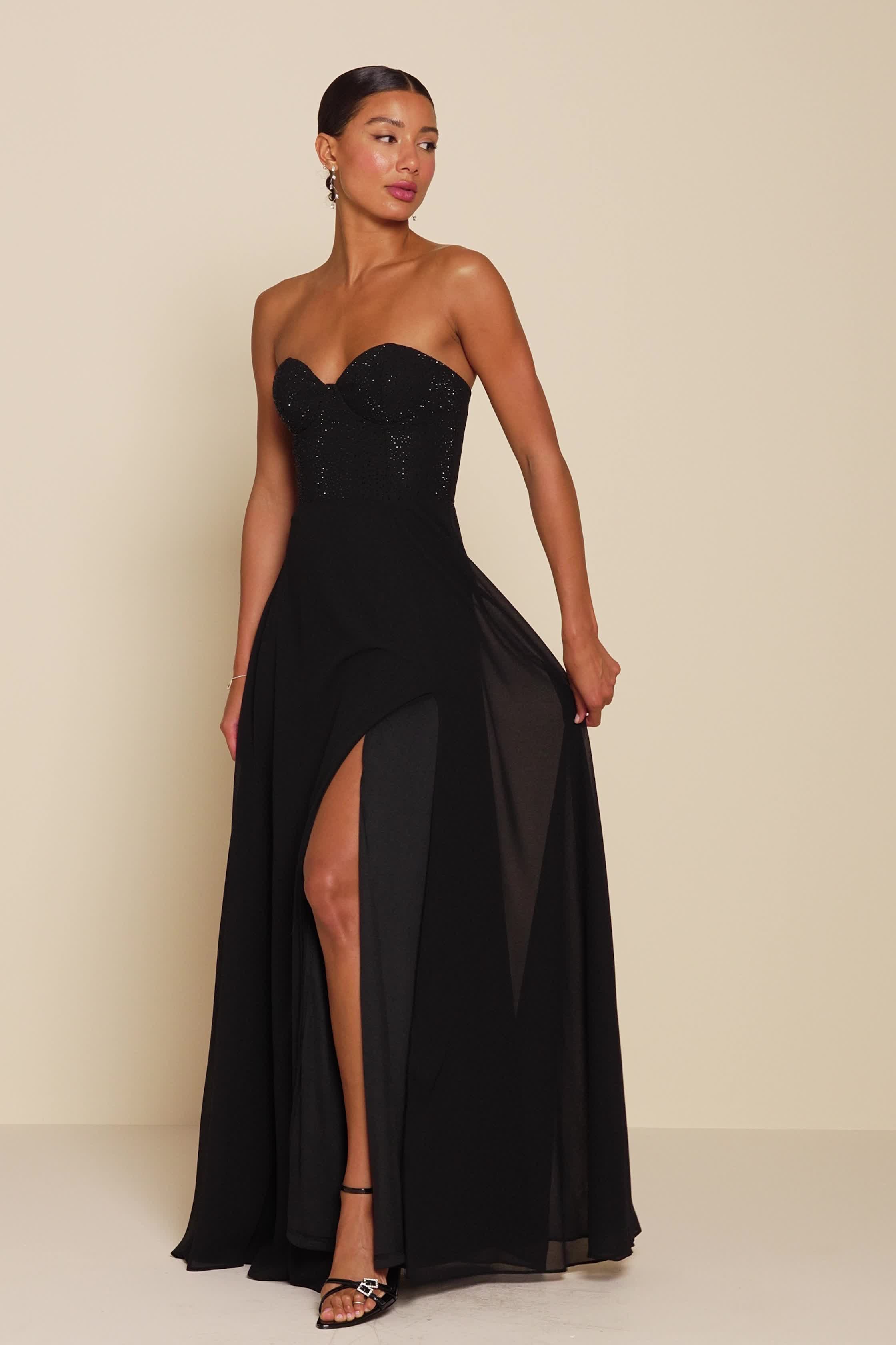 Black Maxi Dress - Strapless Maxi Dress - Rhinestone Dress - Lulus