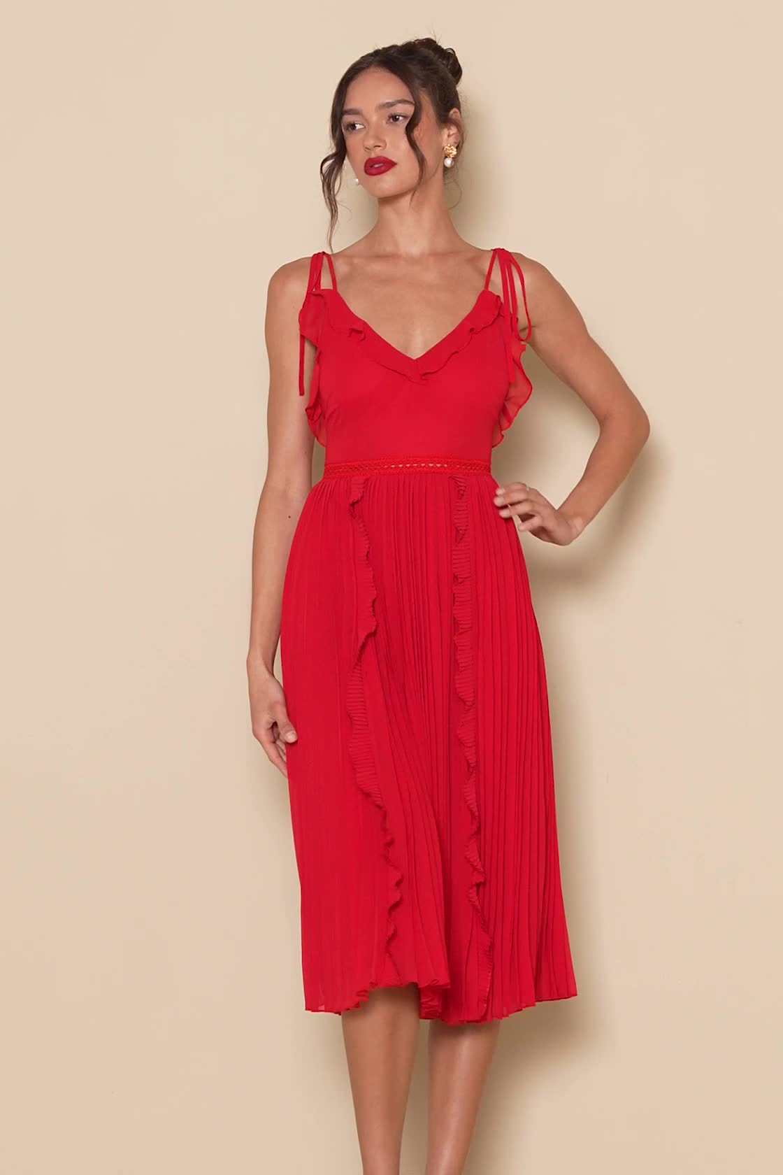 Marigold Dress Tie-Strap Dress - Pleated Dress - Midi Dress Marigold Dress Tie-Strap Dress - Pleated Dress - Midi Dress