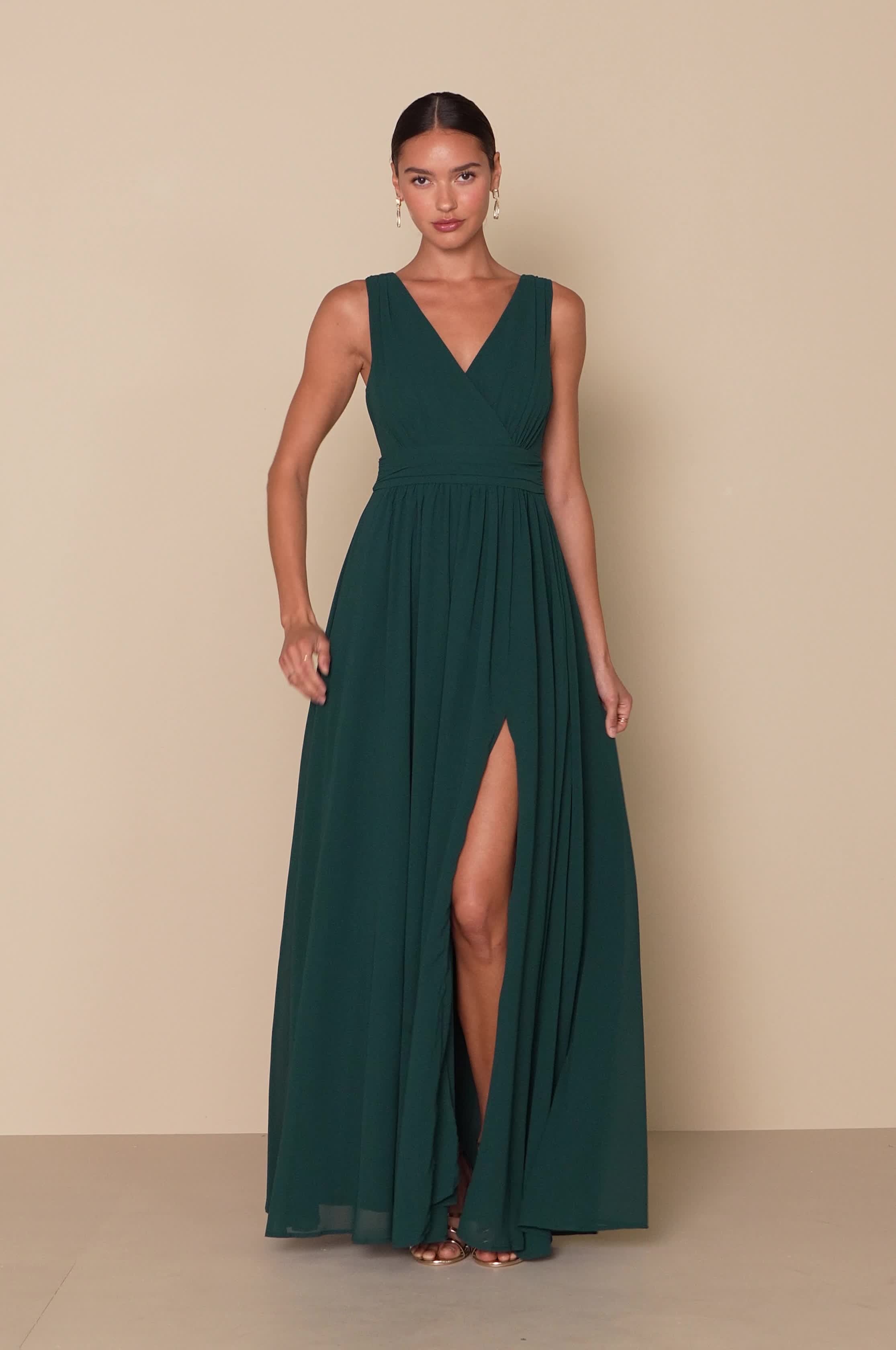 chinese dress ladies Emerald Green One Shoulder Ruched Maxi Dress