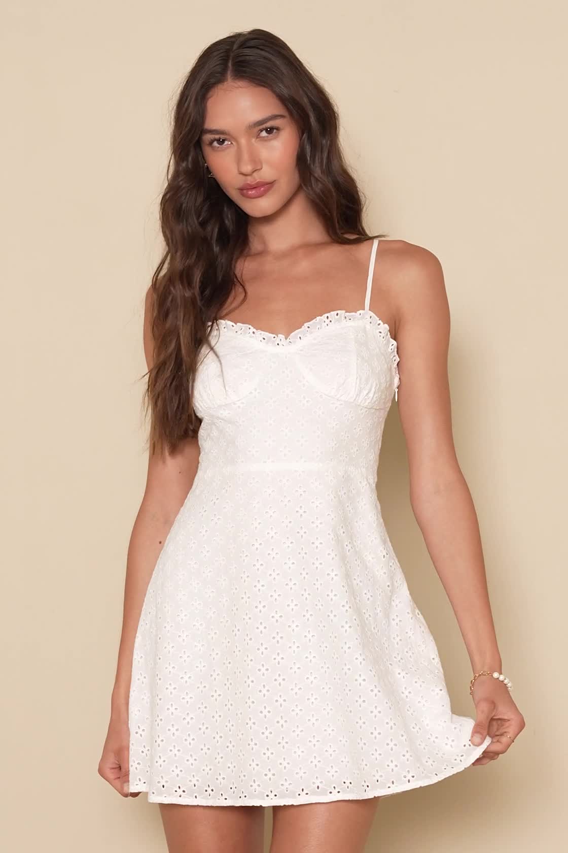 knee length dresses for ladies Women's Spring Embroidered Eyelet Mini Dress main image 0