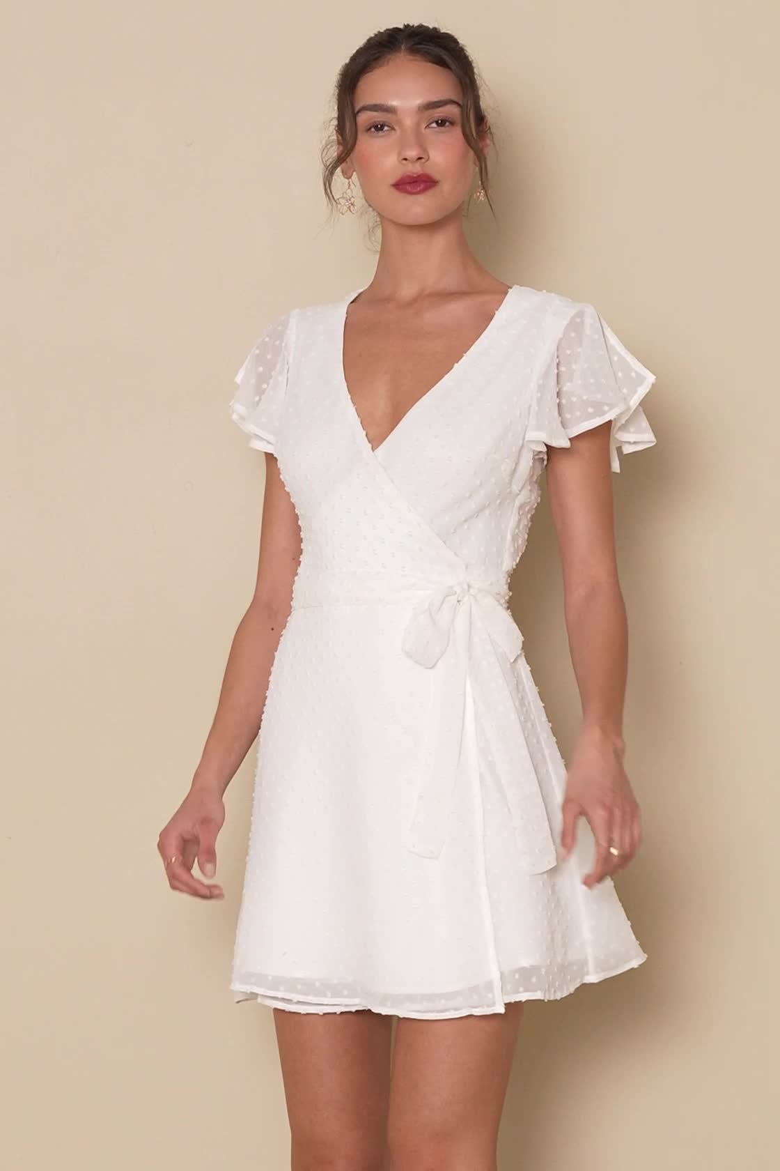 White Wrap Dress Swiss Dot Wrap Dress Wrap Mini Dress Lulus