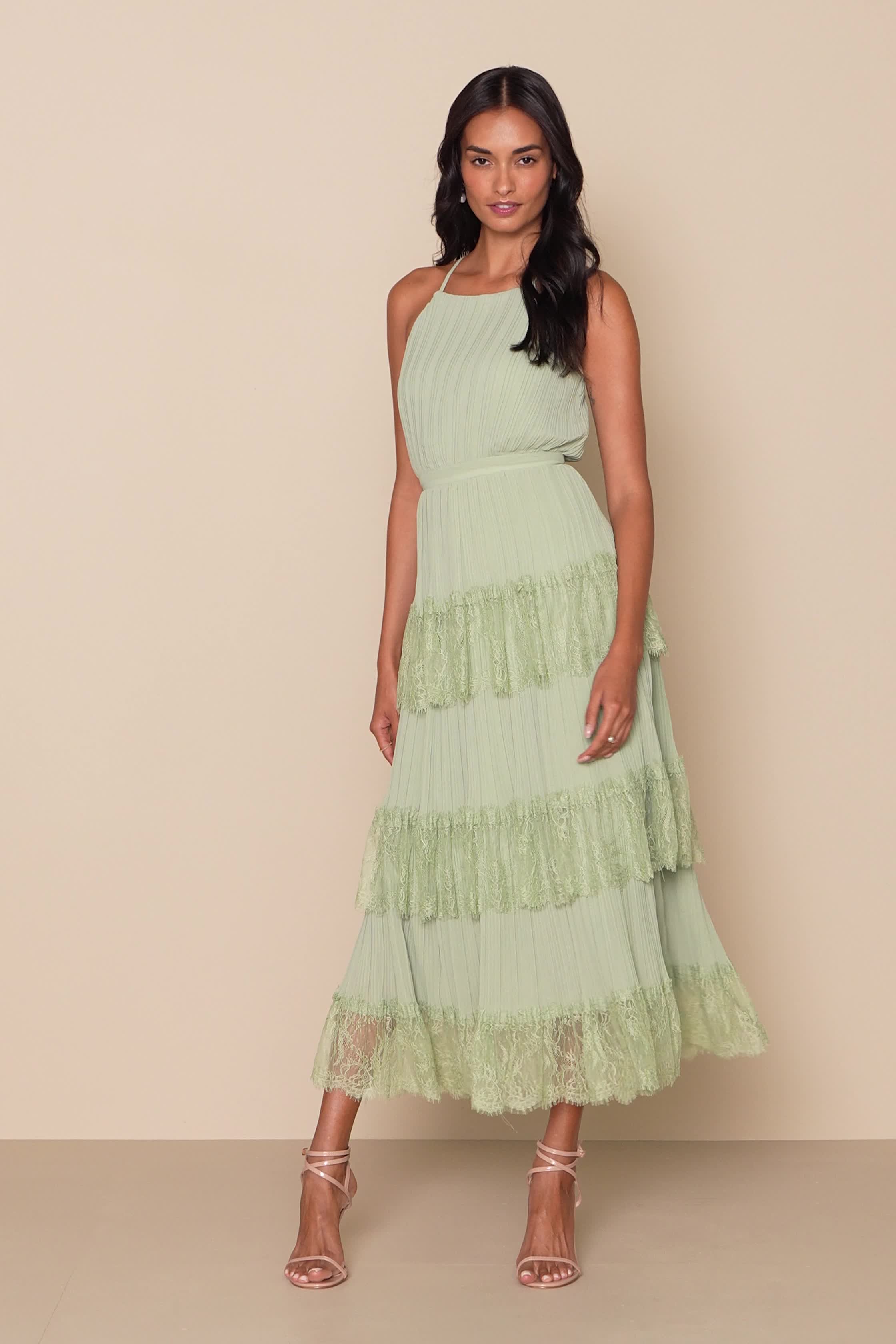 Light Blue Tiered Maxi - Lace Maxi Dress - Ruffled Maxi Dress - Lulus