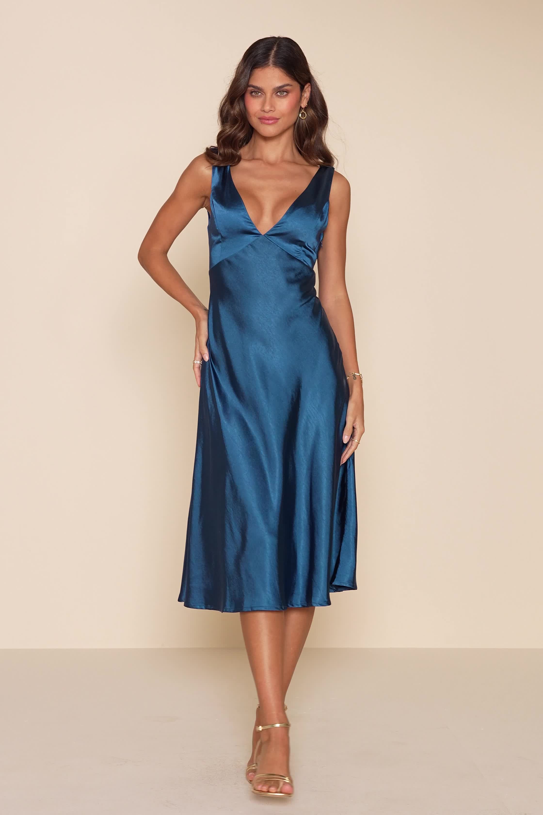 sachin and babi light blue dress Recycled Polyester Slip Dress - Emerald