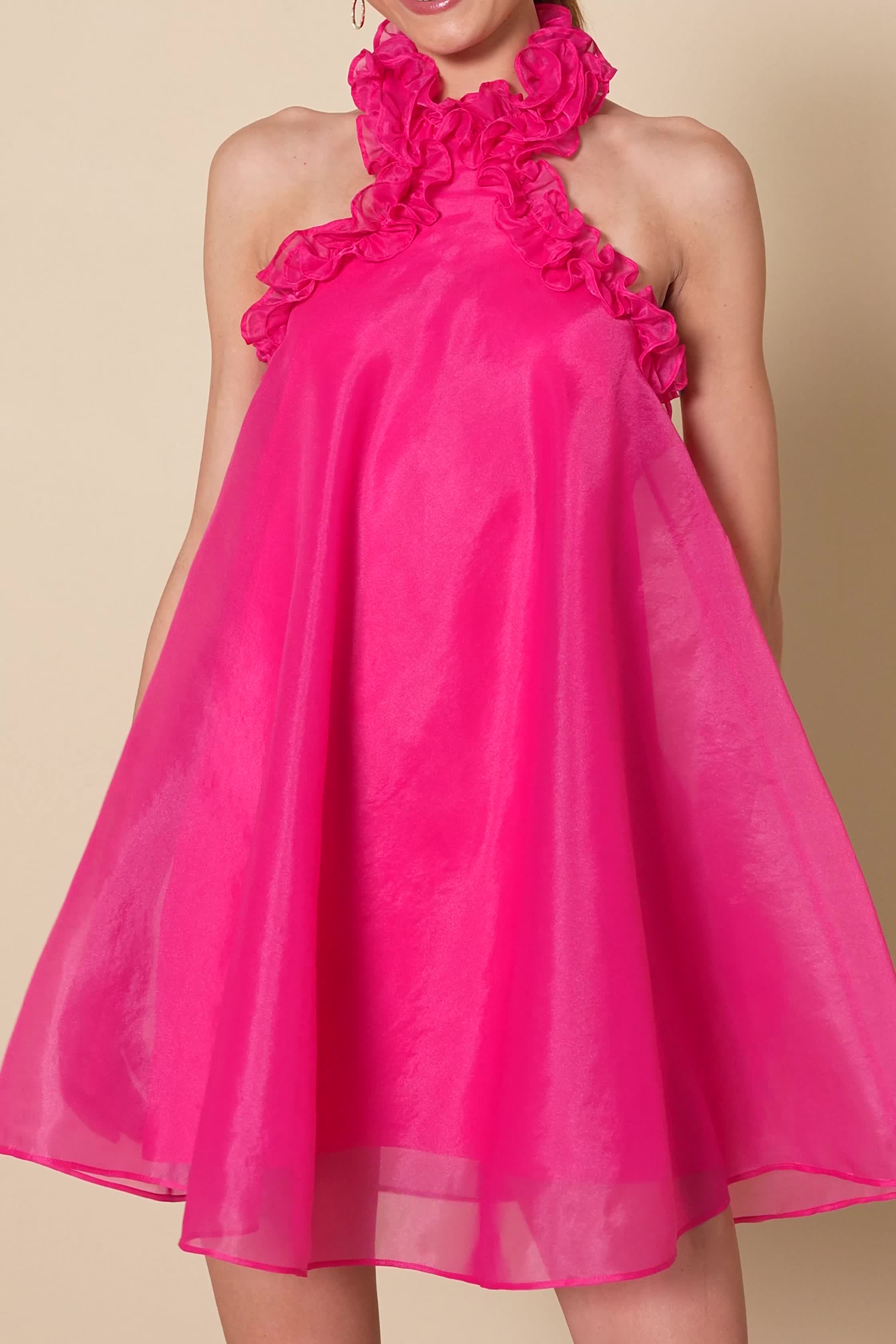 Pretty Hot Pink Dress - Ruffled Dress - Mini Halter Dress - Lulus Pretty Hot Pink Dress - Ruffled Dress - Mini Halter Dress - Lulus