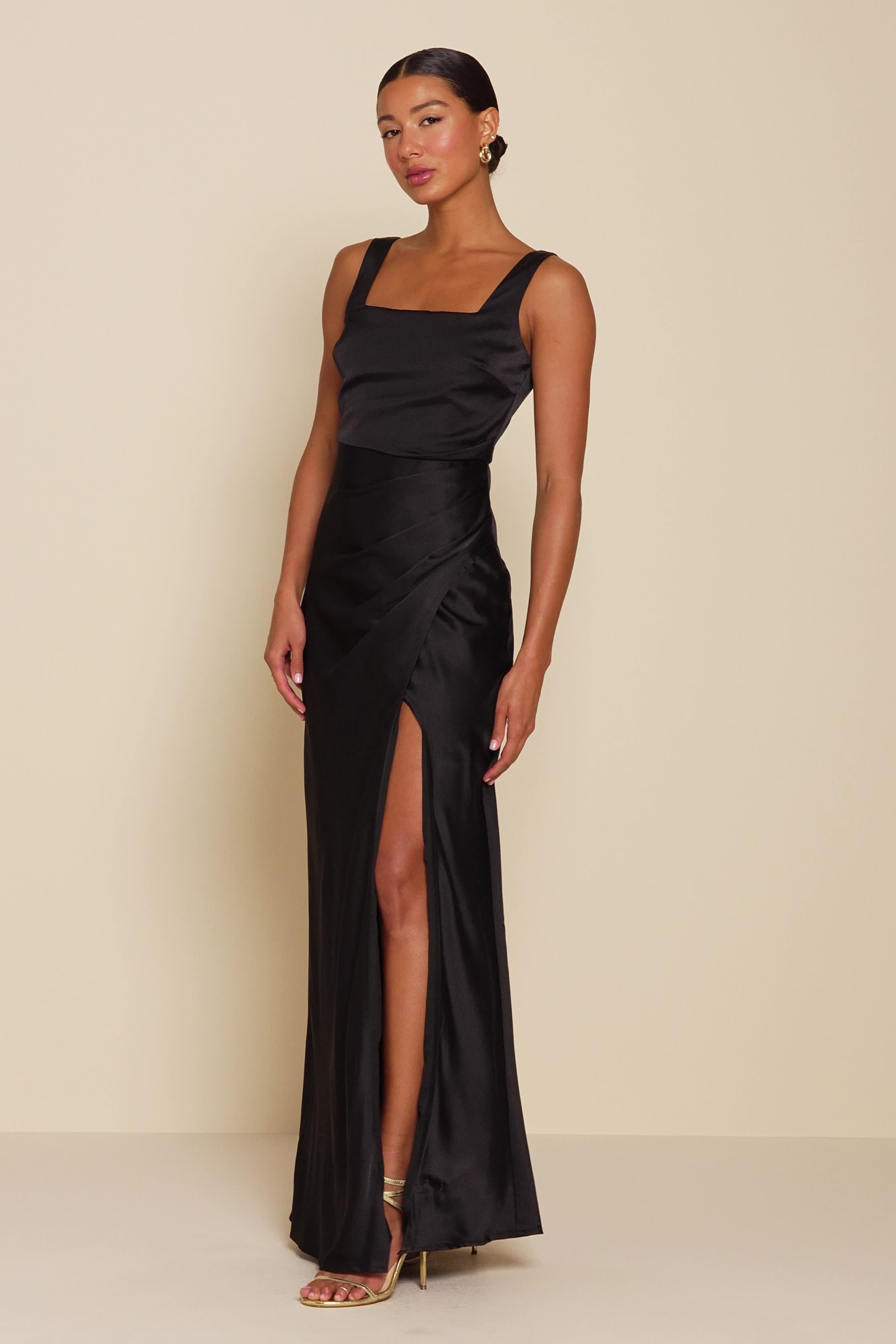 silk emerald green prom dress SATIN GOWN WITH BEADED BODICE EMERALD GREEN / 10 main image 1