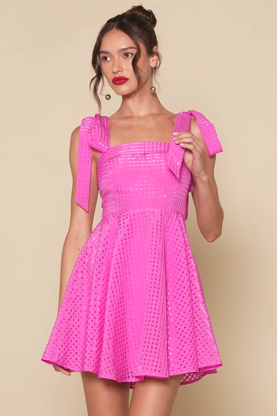 White Gingham Dress - Burnout Dress - Tie-Strap Mini Dress