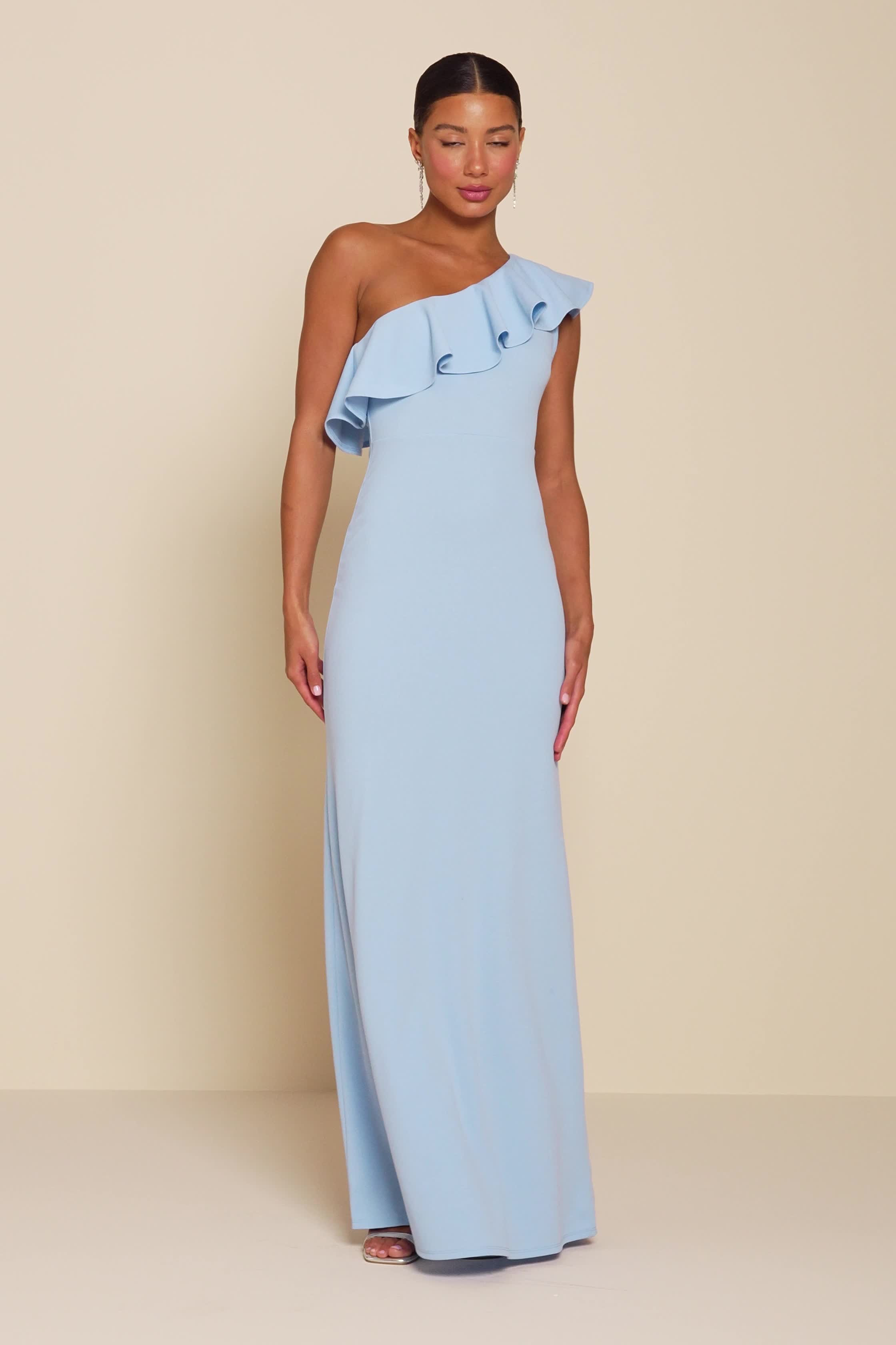Powder Blue Maxi Dress - One-Shoulder Dress - Mermaid Maxi Dress - Lulus