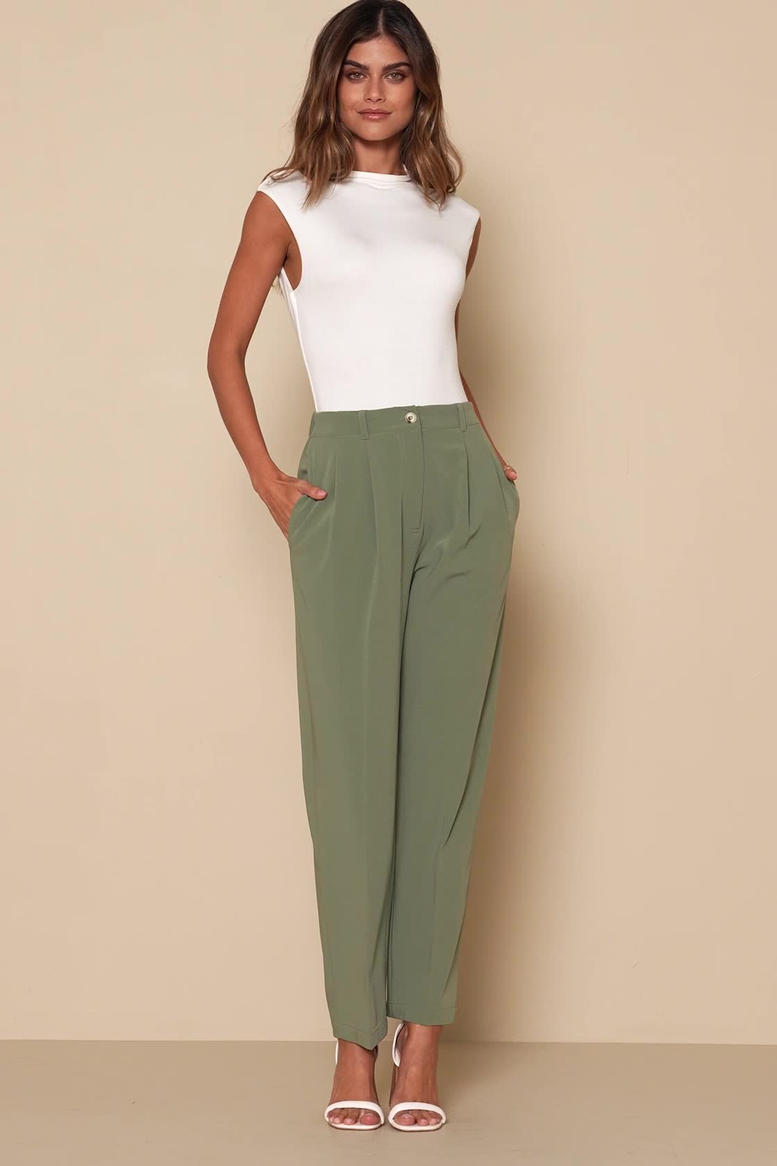 Green Pants - Satin Plisse Pants - High-Waisted Pants - Lulus