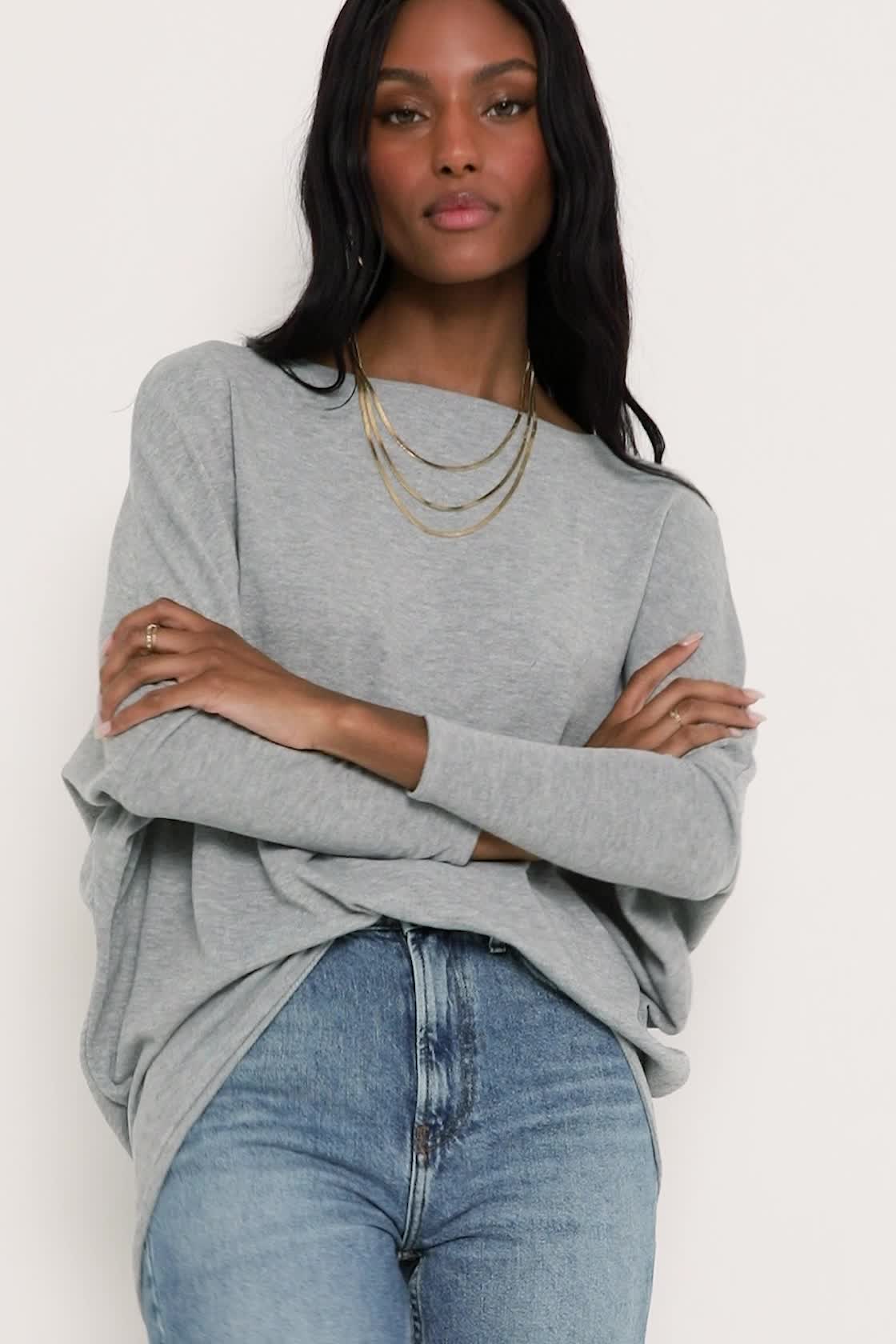 Grey Top - Dolman Sleeve Top - Sweater Top - Dolman Sweater - Lulus | Sweatshirts