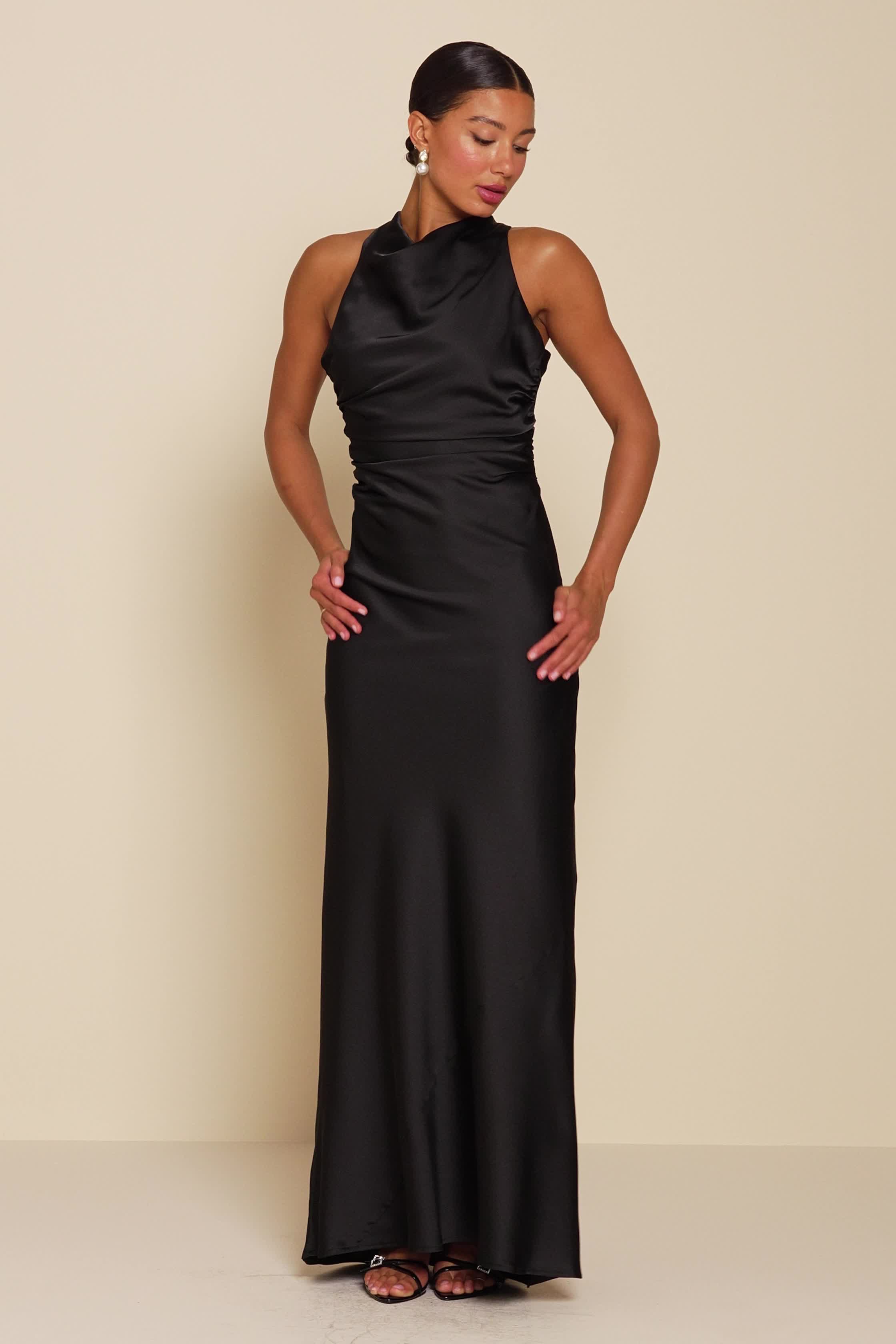 Slate Blue Dress - Cowl Neck Dress - Backless Ruched Dress - Lulus