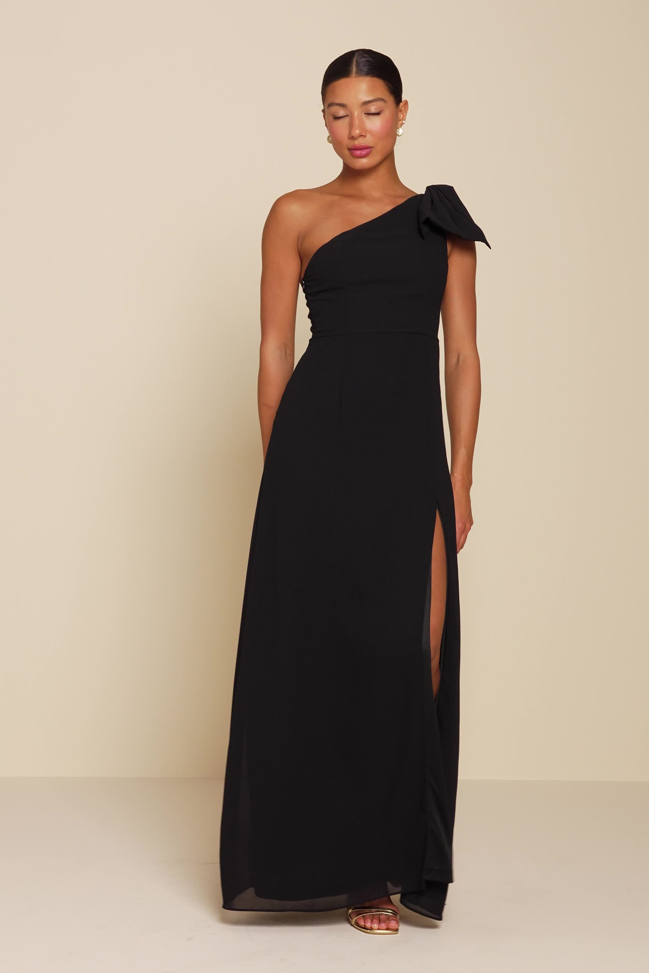lulus one shoulder maxi dress Keeper of My Heart Black One-Shoulder Maxi Dress